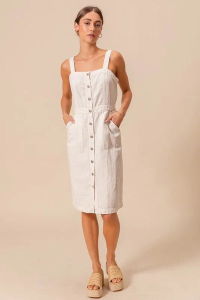 SO ME Button Down Pocket Front Pinafore Dress - Your Second Look
