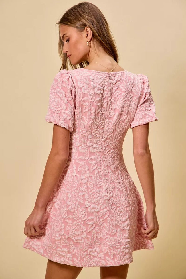 SO ME Floral Jacquard Fit And Flare Daily Mini Dress - Your Second Look