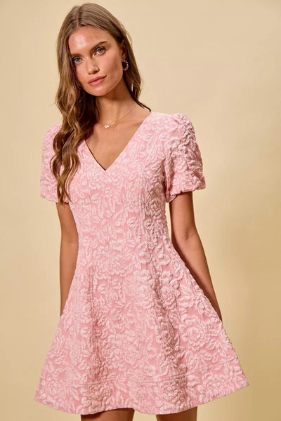 SO ME Floral Jacquard Fit And Flare Daily Mini Dress - Your Second Look