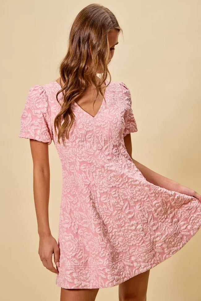 SO ME Floral Jacquard Fit And Flare Daily Mini Dress - Your Second Look