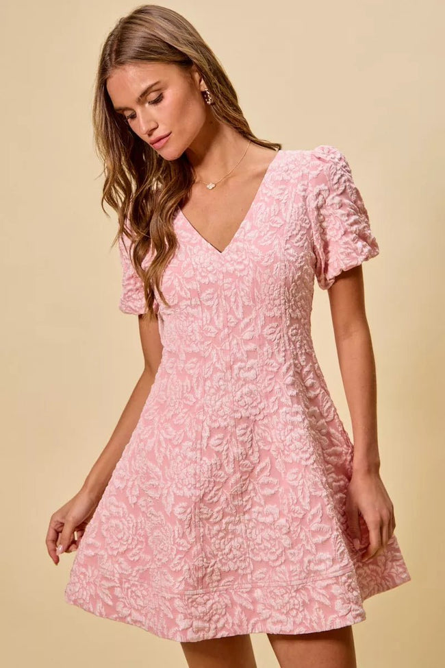 SO ME Floral Jacquard Fit And Flare Daily Mini Dress - Your Second Look