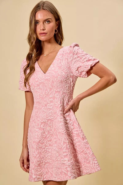 SO ME Floral Jacquard Fit And Flare Daily Mini Dress - Your Second Look