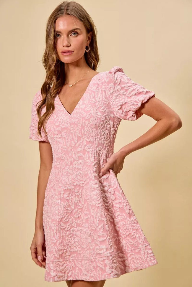SO ME Floral Jacquard Fit And Flare Daily Mini Dress - Your Second Look