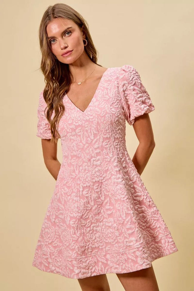 SO ME Floral Jacquard Fit And Flare Daily Mini Dress - Your Second Look