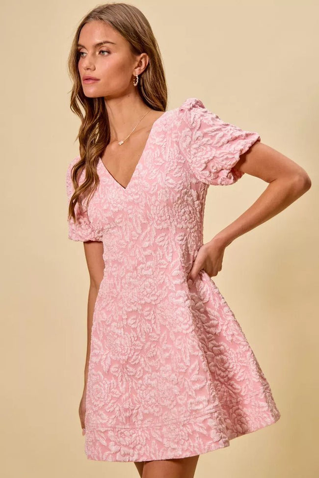 SO ME Floral Jacquard Fit And Flare Daily Mini Dress - Your Second Look