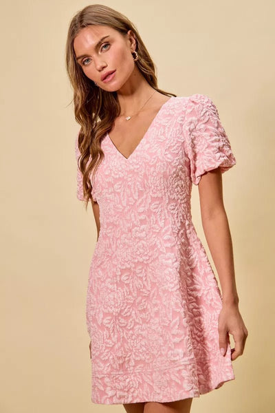 SO ME Floral Jacquard Fit And Flare Daily Mini Dress - Your Second Look