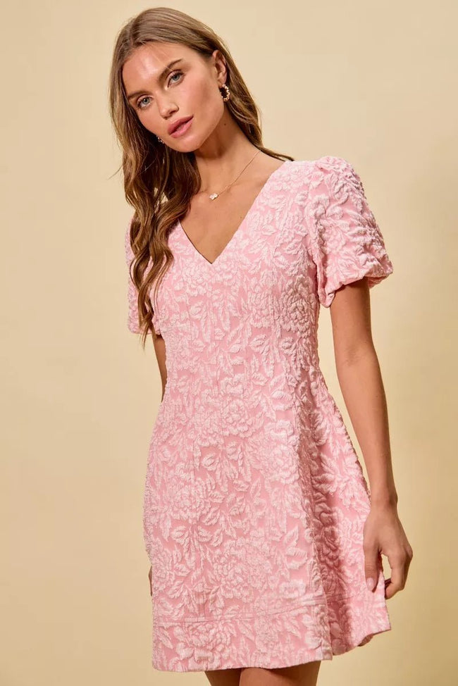 SO ME Floral Jacquard Fit And Flare Daily Mini Dress - Your Second Look