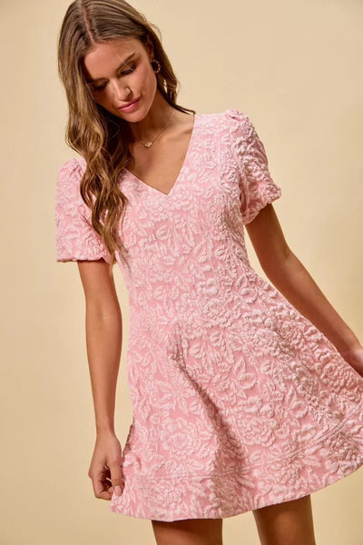 SO ME Floral Jacquard Fit And Flare Daily Mini Dress - Your Second Look