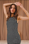 SO ME Stripe Sleeveless Sweater Knit Maxi Dress With Ruffled Hem - Your Second Look