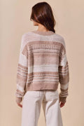 SO ME Variegated Stripe Textured Loose Fit Sweater - Your Second Look