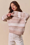 SO ME Variegated Stripe Textured Loose Fit Sweater - Your Second Look