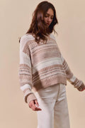 SO ME Variegated Stripe Textured Loose Fit Sweater - Your Second Look