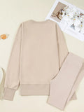 Solid Color Oversize Slit Sweatshirt and Ribbed Leggings 2pcs Set - Your Second Look
