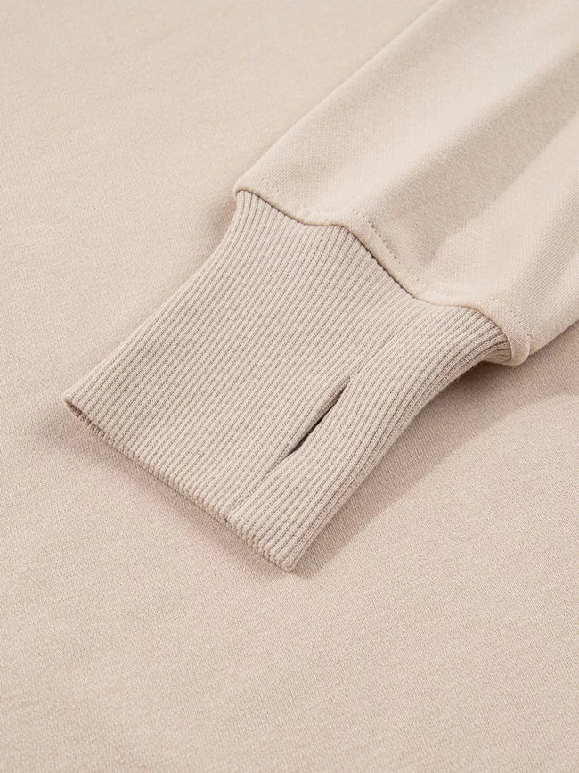 Solid Color Oversize Slit Sweatshirt and Ribbed Leggings 2pcs Set - Your Second Look