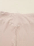 Solid Color Oversize Slit Sweatshirt and Ribbed Leggings 2pcs Set - Your Second Look