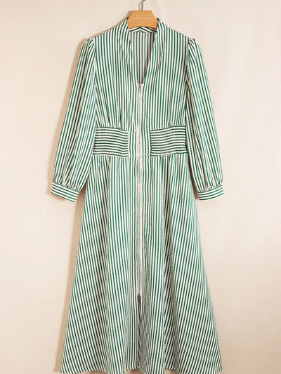 Stripe Cinched High Waist Midi Dress - Your Second Look