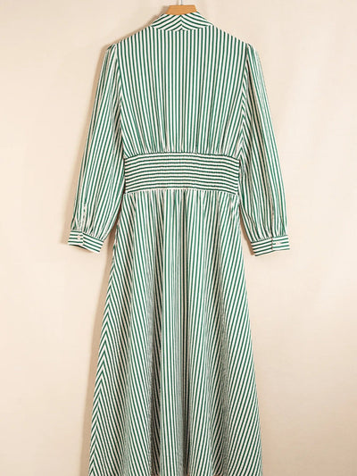 Stripe Cinched High Waist Midi Dress - Your Second Look