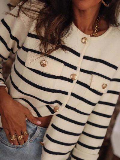 Striped Button - Front Cardigan - Your Second Look
