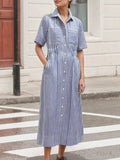 Striped Button Front Shirt Dress - Your Second Look