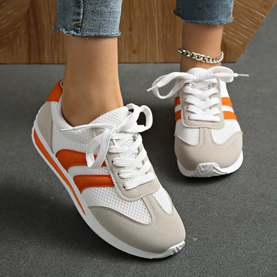 Striped Contrast Mesh Lace Up Sneakers - Your Second Look