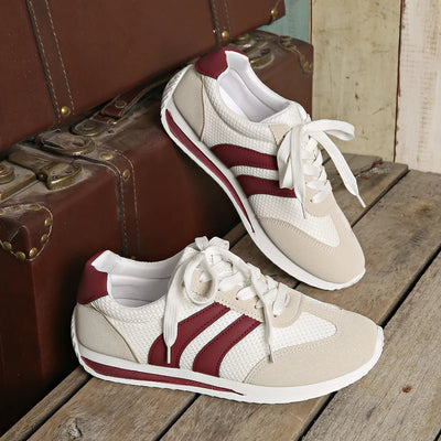 Striped Contrast Mesh Lace Up Sneakers - Your Second Look