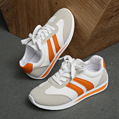 Striped Contrast Mesh Lace Up Sneakers - Your Second Look