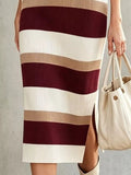 Striped Polo Collar Long Sleeve Sweater Dress - Your Second Look