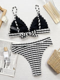 Striped V - Neck Two - Piece Swim Set - Your Second Look