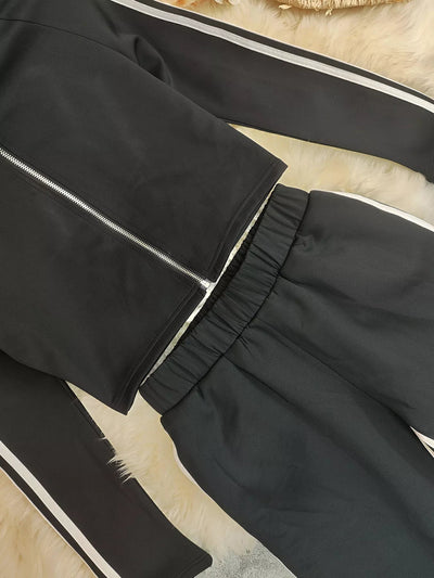 Striped Zip Up Top and Pants Set - Your Second Look