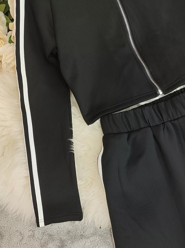 Striped Zip Up Top and Pants Set - Your Second Look