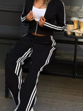 Striped Zip Up Top and Pants Set - Your Second Look