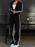 Striped Zip Up Top and Pants Set - Your Second Look