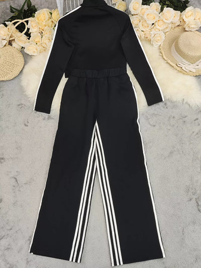 Striped Zip Up Top and Pants Set - Your Second Look