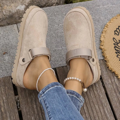 Suede Slip - On Mule Loafers with Adjustable Strap - Your Second Look