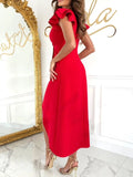 Surplice Ruffled Cap Sleeve Dress - Your Second Look