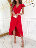 Surplice Ruffled Cap Sleeve Dress - Your Second Look