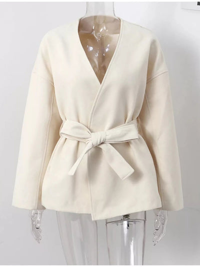Surplice Tie Waist Outerwear - Your Second Look