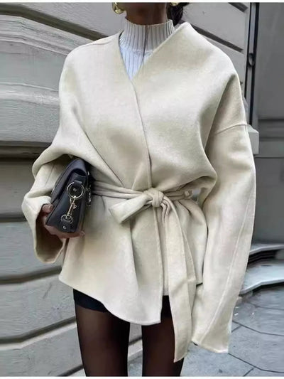 Surplice Tie Waist Outerwear - Your Second Look