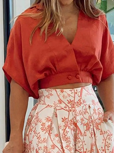 Surplice Top and High Waist Pants Set - Your Second Look