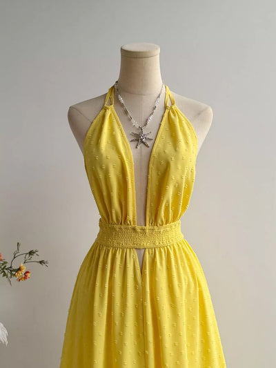Swiss Dot Halter Neck Dress - Your Second Look