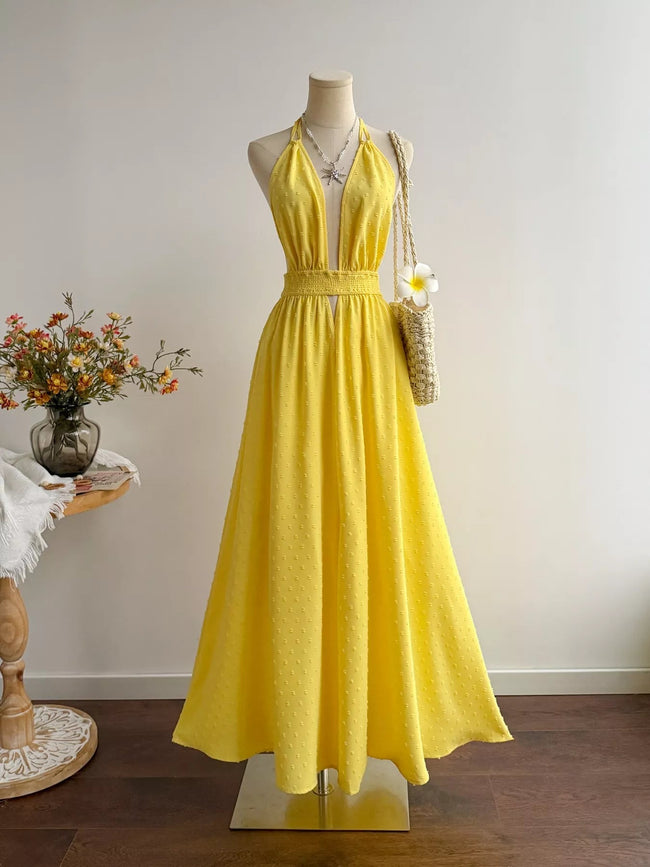 Swiss Dot Halter Neck Dress - Your Second Look
