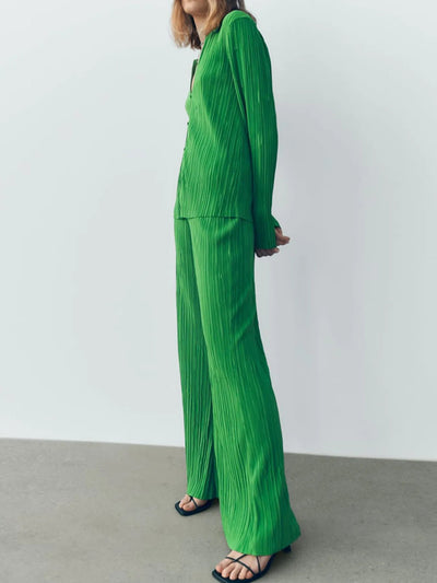 Texture Long Sleeve Top and Pants Lounge Set - Your Second Look