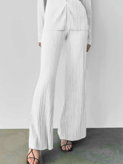 Texture Long Sleeve Top and Pants Lounge Set - Your Second Look