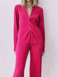 Texture Long Sleeve Top and Pants Lounge Set - Your Second Look