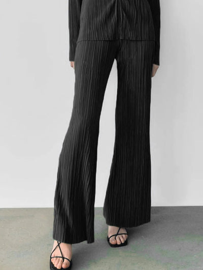Texture Long Sleeve Top and Pants Lounge Set - Your Second Look