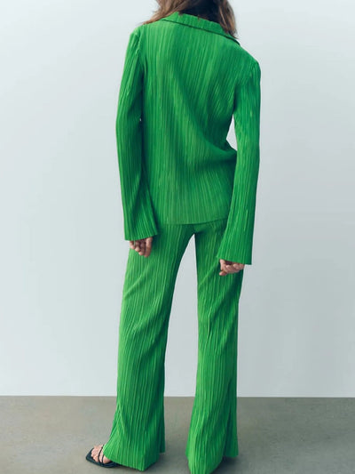Texture Long Sleeve Top and Pants Lounge Set - Your Second Look