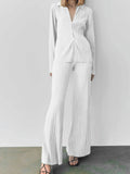 Texture Long Sleeve Top and Pants Lounge Set - Your Second Look