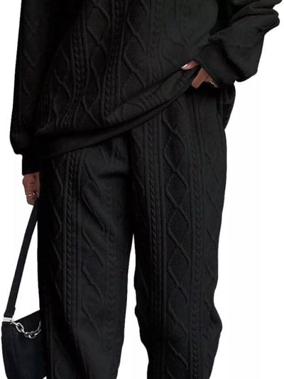 Texture Round Neck Top and Pants Set - Your Second Look