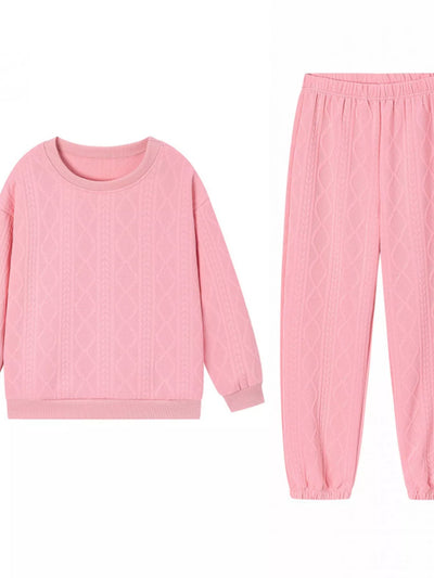 Texture Round Neck Top and Pants Set - Your Second Look