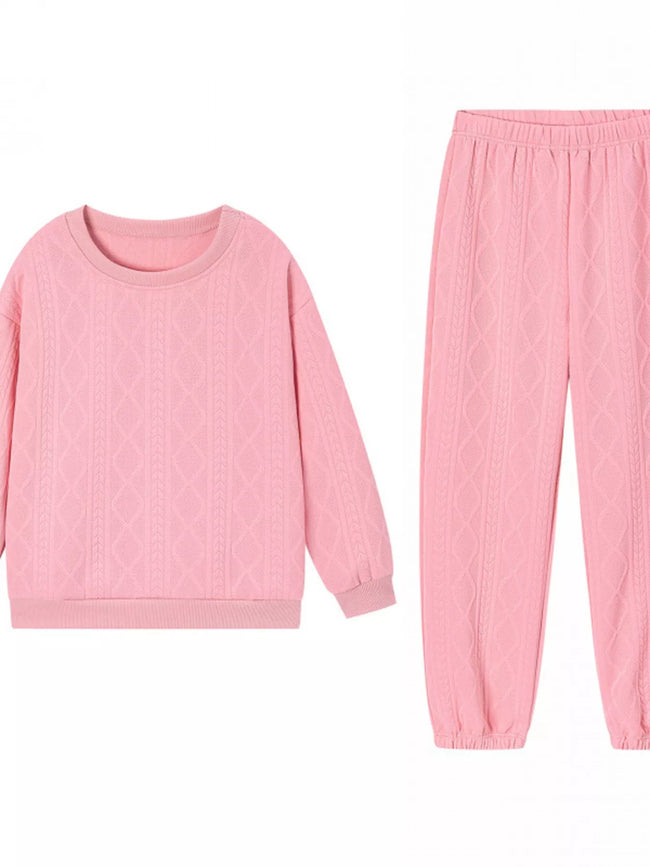 Texture Round Neck Top and Pants Set - Your Second Look